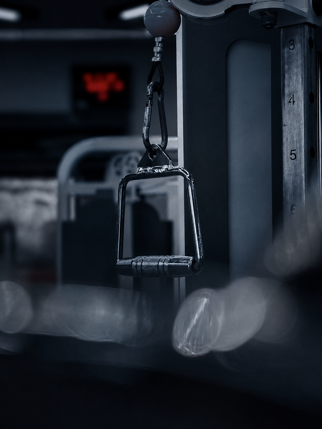 Strength training, gym cable machine.
